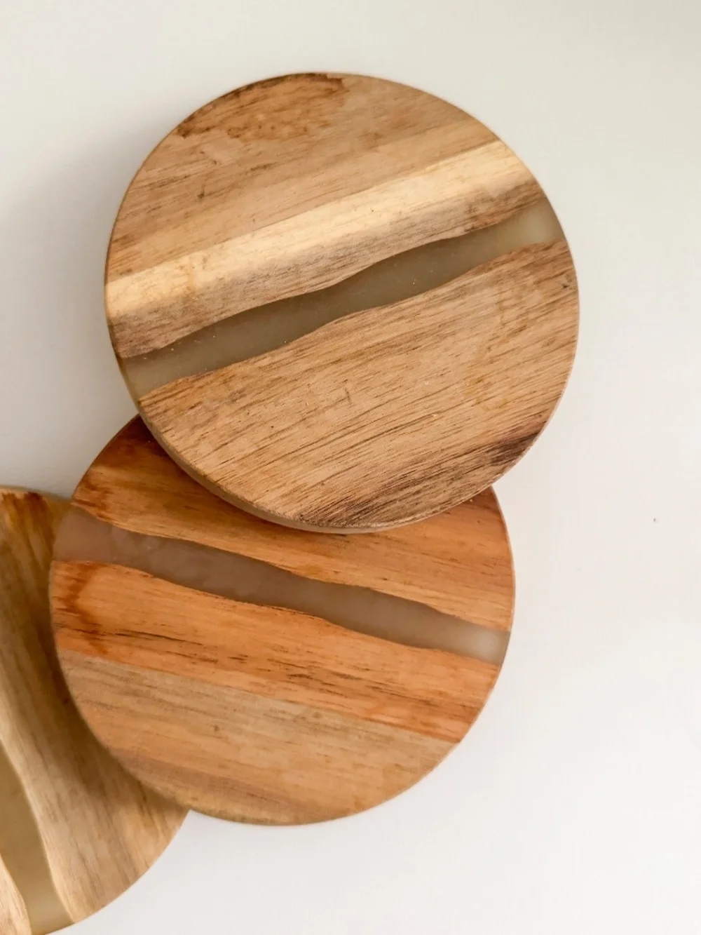 Crate&Barrel Wood and Resin Coasters, Set of 4